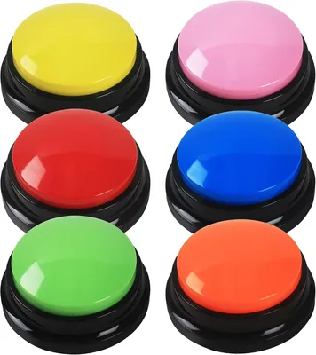 Productafbeelding van Opneembare hondenbuzzer - set van 6 communicatieknoppen - 30 seconden opname - trainingsspeelgoed voor honden