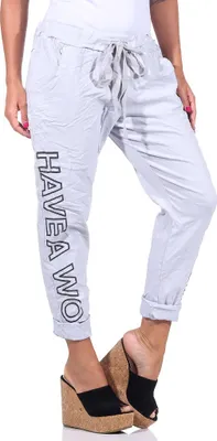 Produktbild von 349 Mississhop Damen Hose Freizeithose Stoffhose Boyfriend Sweatpants 36 38 40 42 Grau