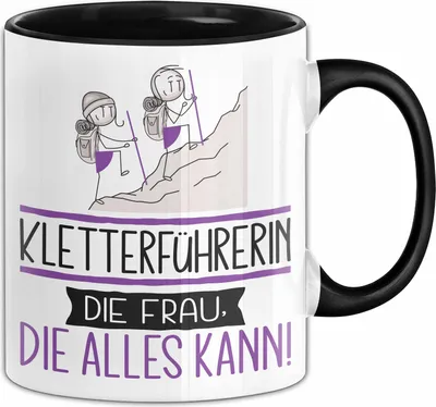 Produktbild von Kletterführerin Geschenk Tasse Becher Die Frau Die Allen Kann Geschenkidee für eine Kletterführerin Lustig (Schwarz)