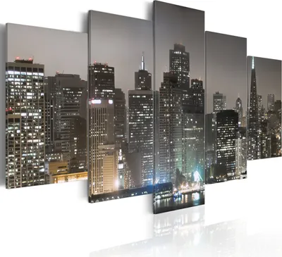 Produktbild von Leinwandbilder 200x100 cm 030211- 12 Vlies Leinwandbild 5 tlg Kunstdruck modern Wandbilder XXL Wanddekoration Design Wand Bild NEW YORK