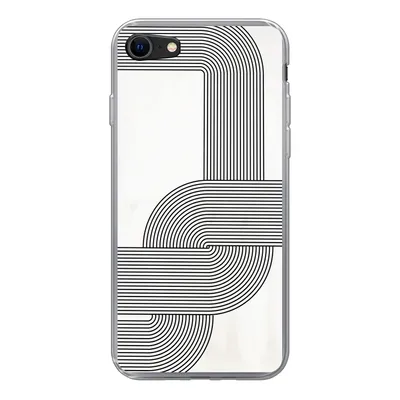 Produktbild von MuchoWow® Handyhülle Schutzhülle Hülle für iPhone 8 Kunst - Schwarz - Weiß - Linie Silikon Softcase Handy Hülle - Schutzhaube