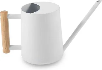 Immagine prodotto di Annaffiatoio in acciaio inossidabile per piante da appartamento - Annaffiatoio da 35 oz/1000 ml con beccuccio lungo - Bianco con decorazioni floreali