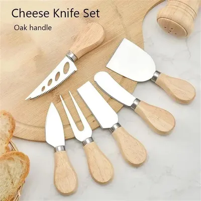 Produktbild von CHPN - Käsemesser - Käsemesser - Käsemesserset - 6 Messer - Edelstahl - Holz - Käsebrett - Käsebesteck - Geschenk - Käseliebhaber