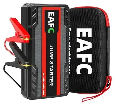 Image de Batterie externe de démarrage pour voiture - Démarreur de secours 12 V - Courant de crête 600 A - 12 000–18 000 mAh - 4 cellules - Lampe LED/SOS - Vert
