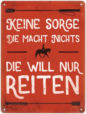Produktbild von Metallschild XL mit Reiter Motiv und Spruch: Keine Sorge, die macht nichts. ...