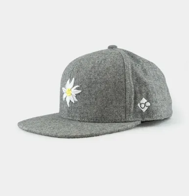 Bavarian Caps Snapback Klassiker "Edelweiß Flanell" in grau