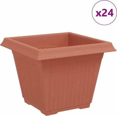 Produktbild von vidaXL Quadratischer Blumentopf 24 pcs Ziegelrot 38 x 38 x 30 cm