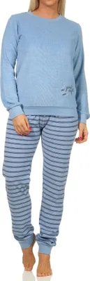 Produktbild von Mädchen Frottee Pyjama langarm Schlafanzug mit Bündchen, Hose gestreift - 212 401 13 800 ; hellblau , 158