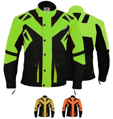 Produktbild von Motorradjacke Orange Gelb Grün Schwarz mit Protektoren GW300J, Größe:52/L, Farbe:Grün