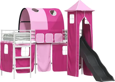 Immagine prodotto di Letto a soppalco per bambini vidaXL, bianco e rosa, 75 x 190 cm, metallo