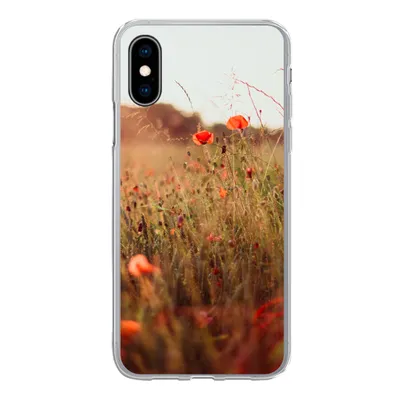 Produktbild von MuchoWow® Handyhülle Schutzhülle Hülle für iPhone X Sonnenuntergang - Blumen - Rot Silikon Softcase Handy Hülle - Handyhülle