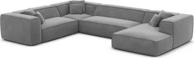 Produktbild von Samtstoff U-Form XXL Wohnlandschaft Arelia Dunkelgrau Rechts