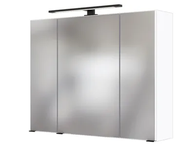 Produktbild von Spiegelschrank Badschrank Hängeschrank Spiegel Schrank Badmöbel "Luzern I" Weiß 80 cm
