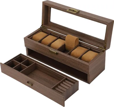 Produktbild von Uhrenhalter Vintage Grain Kunstleder Doppelschichten 6 Slot Organizer