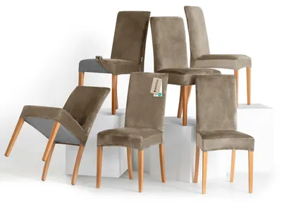 Immagine prodotto di Copri sedie, set da 6 pezzi - Elasticizzati - Rimovibili - Lavabili - Ideali per sedie da pranzo - Copertura elastica - Protezione dall'usura - Copri sedie