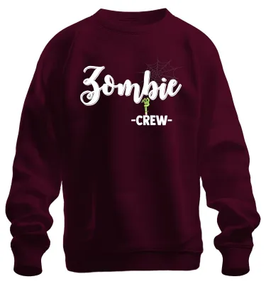 Obrázok produktu pre Zombie -CREW- Halloween Grusel Untote Spuk Zombiefan Spinnenweben Uni mikina, bordová, L