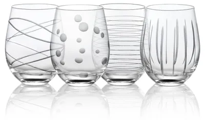 Produktbild von Set mit 3 handgefertigten Kristall-Weingläsern ohne Stiel, 520 ml