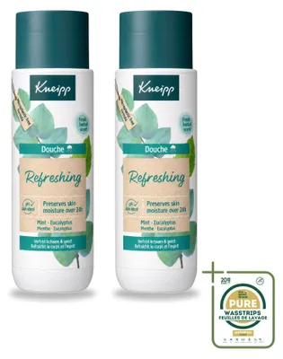 Imagen del producto de 2 unidades de gel de ducha Kneipp, refrescante, con menta y eucalipto, 200 ml, pack ahorro