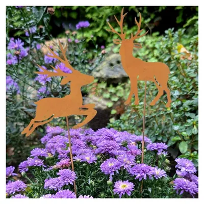 Produktbild von Roststecker Hirsch Deko in Rostoptik 40cm 2er Set - Winterdeko
