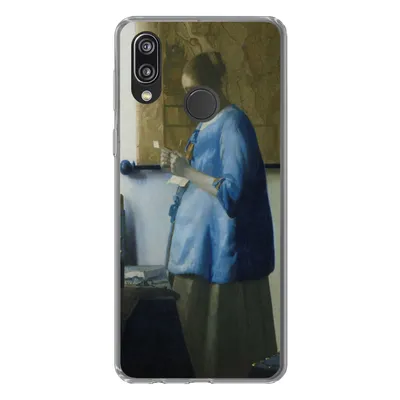 Produktbild von MuchoWow® Handyhülle Schutzhülle Hülle für Huawei P20 Lite (2020) Frau in Blau liest einen Brief - Gemälde von Johannes Vermeer Silikon Softcase Handy Hülle - Kartenhalter