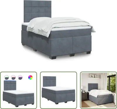 Produktbild von The Living Store Boxspringbett mit Matratze Dunkelgrau 120x190 cm Samt
