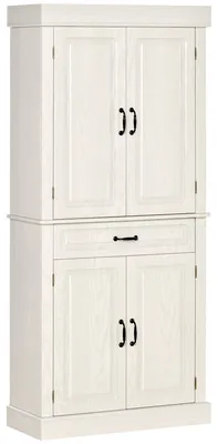 Immagine prodotto di Credenza Alta 80x35x180 cm 2 Armadietti 1 Cassetto Bianco