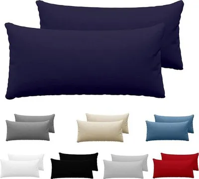 Zdjęcie produktu dla Unyqoos® Zestaw 2 poszewek na poduszki 40 x 80 cm, 100% bawełna dżersejowa, 150 g/m², ciemnoniebieski kolor, certyfikat OEKO-TEX, łatwa w pielęgnacji i hipoalergiczna