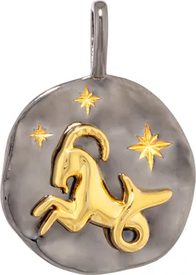 Produktbild von NKlaus 17mm Kettenanhänger Sternzeichen Widder 925 Silber Zodiac schwarz gold Horoskop 13993