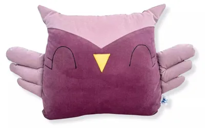 Produktbild von Pepi Eulen-Dekokissen für Kinderzimmer, weiches Velvet-Zierkissen, 42 x 35 cm