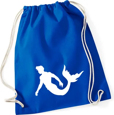 Produktbild von Huuraa Turnbeutel Meermann Silhouette 12 Liter Bright Royal Baumwolle Rucksack Geschenkidee