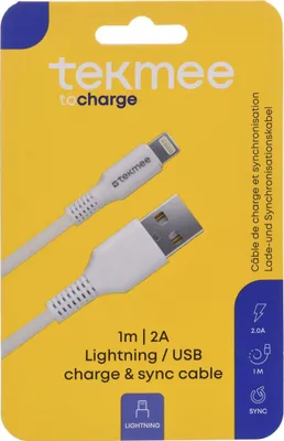 Immagine prodotto di TEKMEE 40 43 01 69 Cavo di ricarica USB-A/Lightning nylon bianco