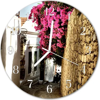 Produktbild von Glasuhr Wanduhr Küchenuhr Echt-Glas 30fi cm Blumen Gasse mehrfarbig