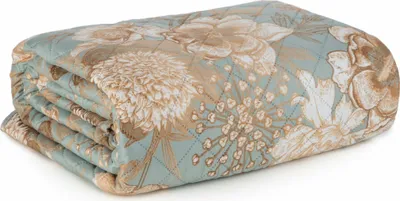 Imagen del producto de Manta de cama, cubierta de día, 220x240 cm, color beige, con motivos florales, decorativa