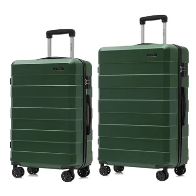 Produktbild von yonsly Premium Reisekoffer TSA-Schloss,YKK-Reißverschluss Hartschalen-Koffer Kabinenkoffer Rollkoffer Suitcase Handgepäck (Dunkelgrün, L-XL-Set)