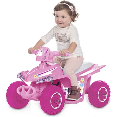 Produktbild von Carromco Loko Elektrofahrzeug Quad Flowers batteriebetriebenes Kinder-Quad Akku wechselbar USB-Ladekabel