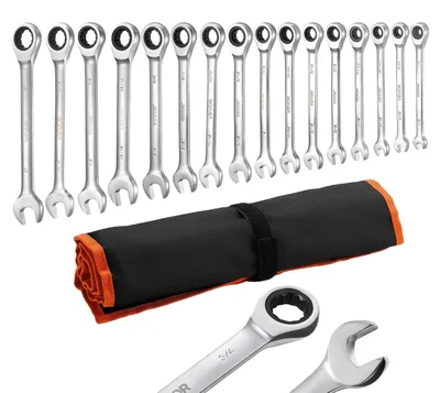 Produktbild von VEVOR Maulschlüsselset, 30-teiliges Ratschen-Schlüsselset mit Organizer-Rack, Cr-V Stahl-Schlüsselset SAE 1/4" bis 1", metrisch 8 mm bis 24 mm, ideal für den allgemeinen Haushalt, die Garage, die Werkstatt, Notfälle