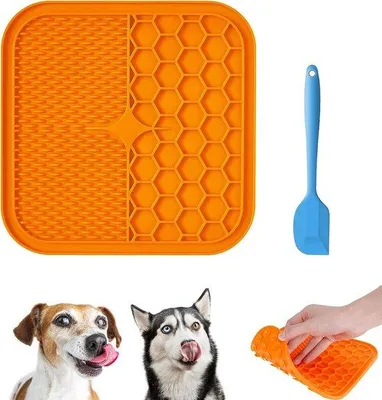Image de Unyqoos® Tapis de sol antidérapant pour chiens, 30x30x0,9 cm – Fabriqué en silicone sans BPA, avec 120 ventouses et 1 spatule en silicone, dos entièrement recouvert de ventouses, lavable au lave-vaisselle, résistant au froid et à la chaleur jusqu'à 200 °C