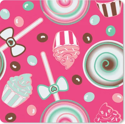 Produktbild von MuchoWow® Mauspad Mousepad Design - Bonbon - Rosa 20x20 cm - Mousepads - Maus Mat - Pad - Mausunterlage - Desk Mat - Bureauartikeln