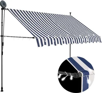Produktbild von Einziehbare Markise Handbetrieben mit LED 300 cm Blau und Weiß