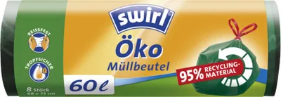 Produktbild von Swirl, Öko Müllbeutel mit Zugband 60Liter 8Stück