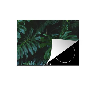 Produktbild von KitchenYeah© Herdabdeckplatte Blätter - Tropisch - Monstera - Dschungel , 77x59cm, Küche Deko, Glaskeramikkochfeld Herdabdeckung, Abdeckplatte fùr Kochfeld