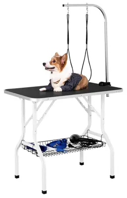 Produktbild von Trimmtisch Hundepflegetisch Katzenpflegetisch - Klappbar - Schwarz - 80 cm Arbeitshöhe - Für Hunde und Katzen