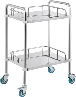 Produktbild von VEVOR Labor-Rollwagen, 2-Regal-Rollwagen aus Edelstahl, Labor-Servierwagen mit Lenkrollen, Dentalwagen für Klinik, Labor, Krankenhaus, Salon, 15,16" x 21,57" x 34,06