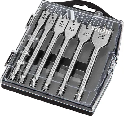 Zdjęcie produktu dla GRAPHITE Wiertła do drewna łopatkowe, 10,12,16,18,20,25mm, zestaw 6 szt.