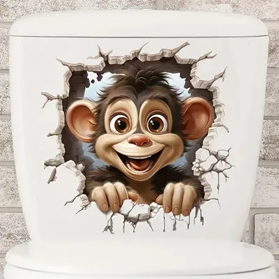 Produktbild von GKA WC Deckel Aufkleber lustiger Affe Toilettendeckel Tattoo selbstklebend Toilette Toilettendeckelaufkleber