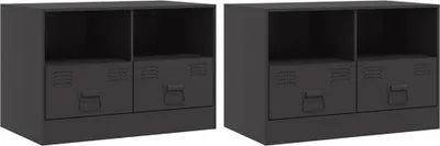 Productafbeelding van vidaXL TV-kastjes, 2 stuks, zwart, 67x39x44 cm, staal