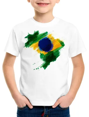 Produktbild von BaumwolleCloud Flagge Brasilien Kinder T-Shirt Fußball Sport Brazil WM EM Fahne