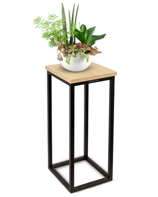 Produktbild von holz4home® Dekoständer aus MDF I Blumenständer Sonoma Eiche I Höhe: 50 cm I Dekosäule mit Stahlrahmen I Fertig montiert