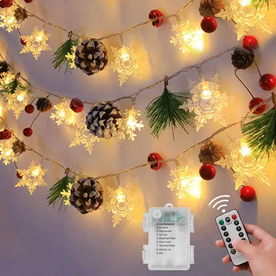LED-Lichterkette Schneeflocken 2 m 20 warmweiß Innen Außen