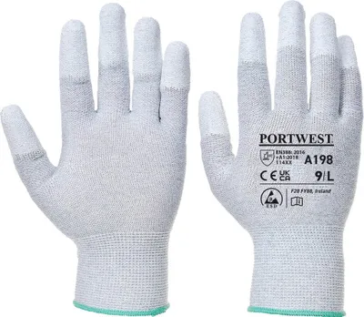 Produktbild von Portwest A198 Antistatischer PolyurethanFingerspitzen Handschuh Grey Gr. XL